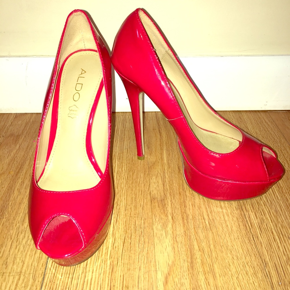 Aldo red patent leather heels